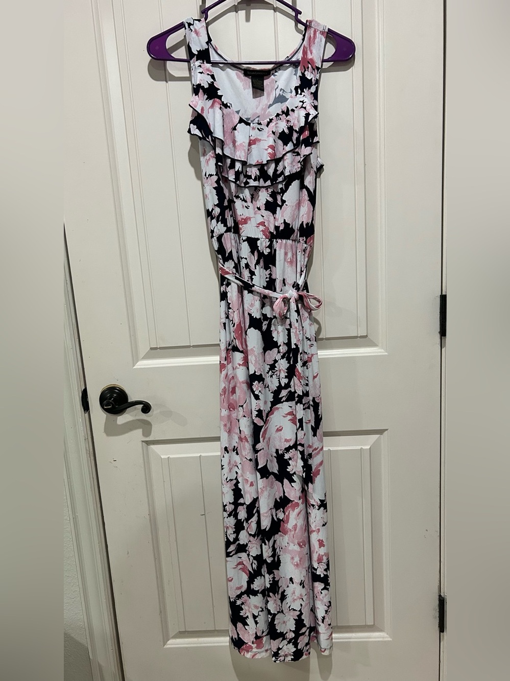 Floral Maxi Dress in Black, Pink & White